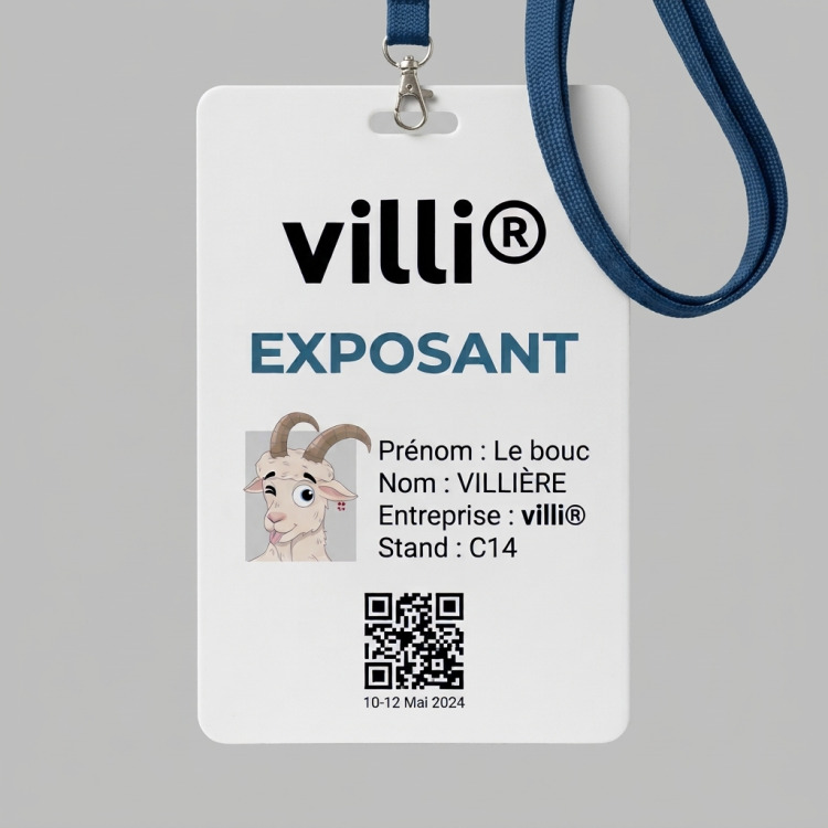 Badge lanyard 120 x 80mm Blanc