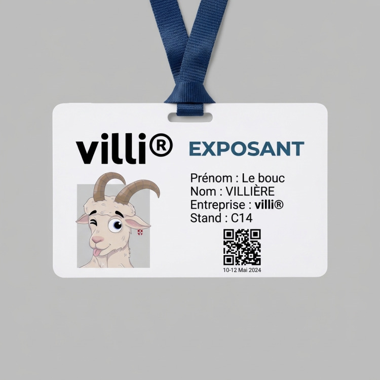 Badge pour lanyard 54 x 86 mm Blanc
