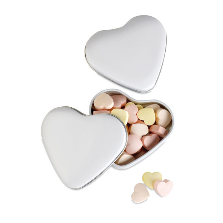 Bo&icirc;te coeur avec bonbons Blanc