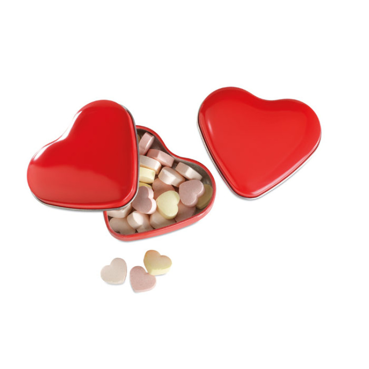 Bo&icirc;te coeur avec bonbons Rouge