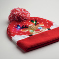 Bonnet de No&euml;l tricot&eacute; avec LED Rouge