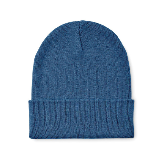 Bonnet tricoté avec revers Bleu