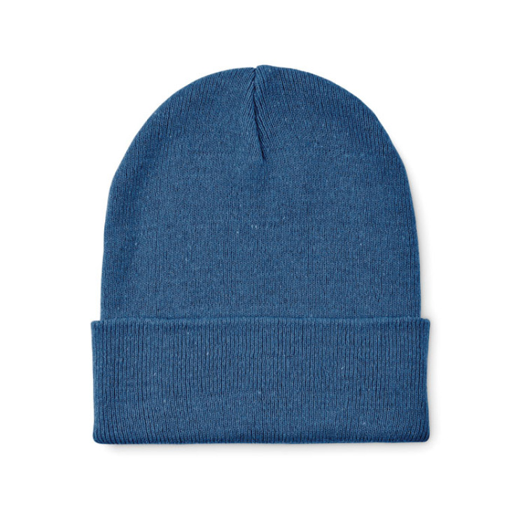Bonnet tricot&eacute; avec revers Bleu