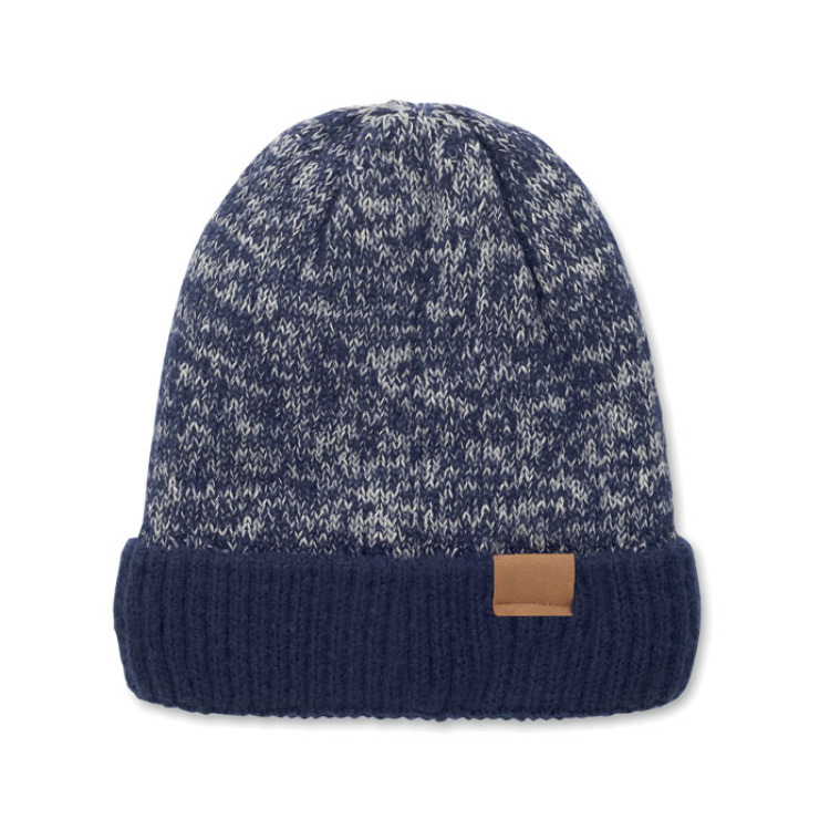 Bonnet tricot&eacute; avec revers Bleu