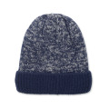 Bonnet tricot&eacute; avec revers Bleu