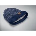 Bonnet tricot&eacute; avec revers Bleu