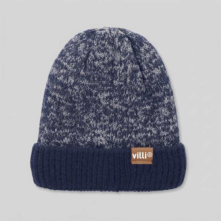 Bonnet tricot&eacute; avec revers Bleu