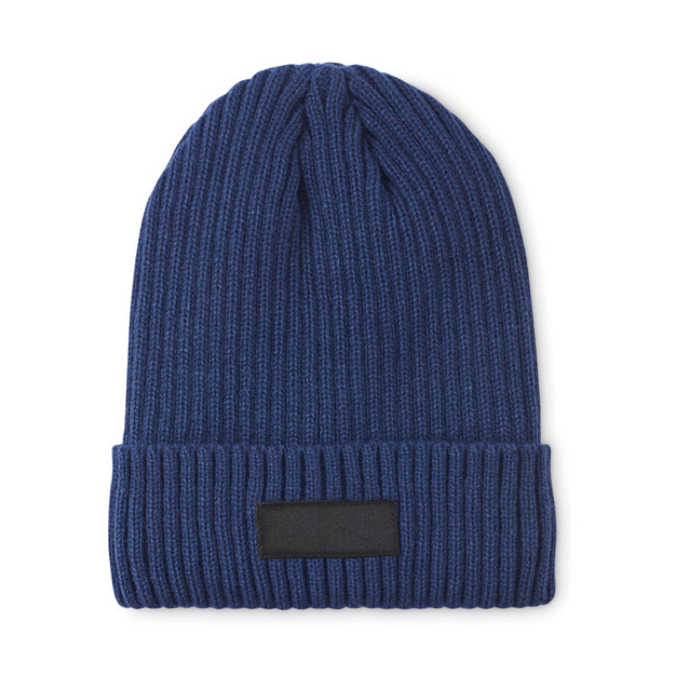 Bonnet tricot&eacute; avec revers Bleu