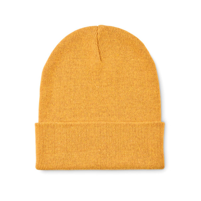 Bonnet tricoté avec revers Jaune