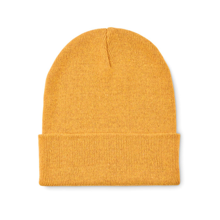 Bonnet tricot&eacute; avec revers Jaune