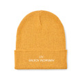 Bonnet tricot&eacute; avec revers Jaune