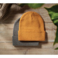 Bonnet tricot&eacute; avec revers Jaune