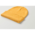 Bonnet tricot&eacute; avec revers Jaune