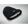 Bonnet tricot&eacute; avec revers Noir