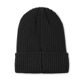 Bonnet tricot&eacute; avec revers Noir