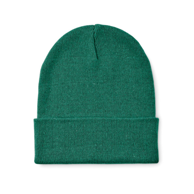 Bonnet tricoté avec revers Vert Foncé