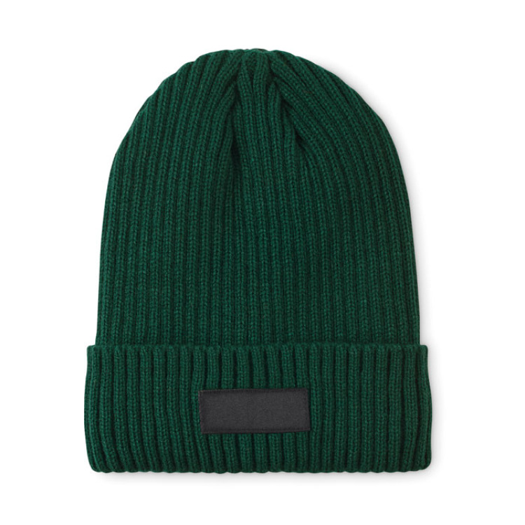 Bonnet tricot&eacute; avec revers Vert Fonc&eacute;