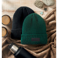 Bonnet tricot&eacute; avec revers Vert Fonc&eacute;