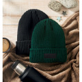 Bonnet tricot&eacute; avec revers Vert Fonc&eacute;