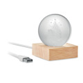 Boule de No&euml;l verre avec LED Bois