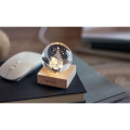 Boule de No&euml;l verre avec LED Bois