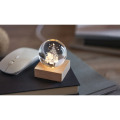 Boule de No&euml;l verre avec LED Bois