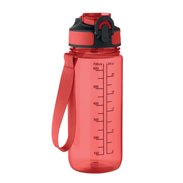 Bouteille de sport 700ml Rouge Transparent