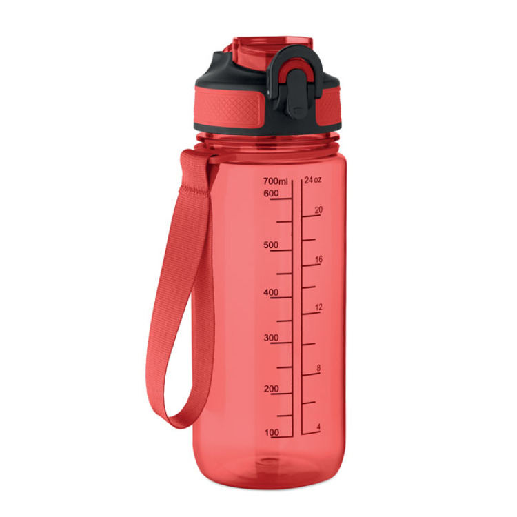 Bouteille de sport 700ml Rouge Transparent