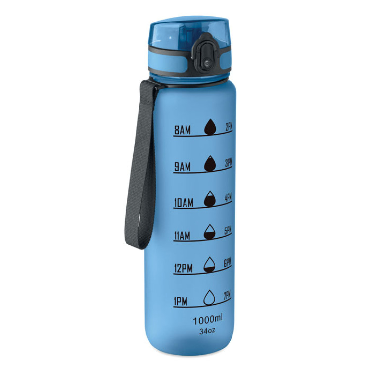 Bouteille de sport RPET 1L Bleu Clair Transparent