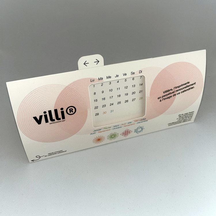Calendrier chevalet perpétuel avec vernis sélectif