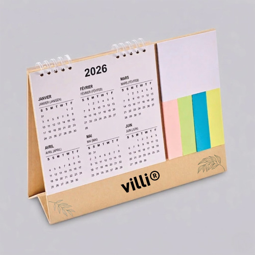 Calendrier de bureau avec mémo Beige