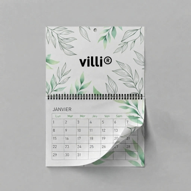 Calendrier mural spirale avec couverture