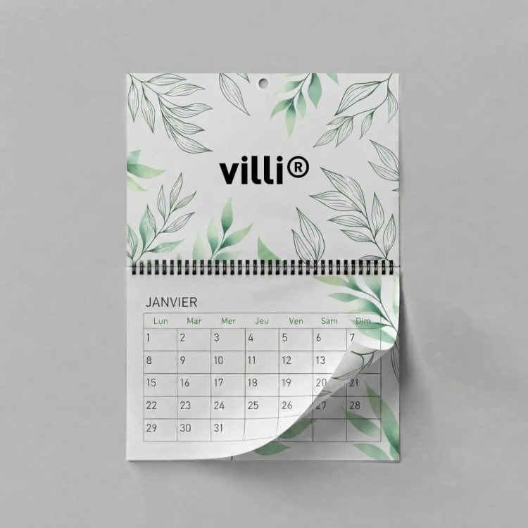 Calendrier mural spirale avec couverture