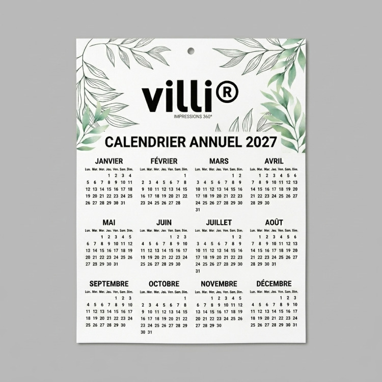Calendrier papier souple