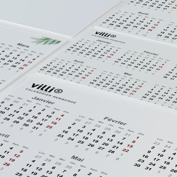 Calendrier rembordé