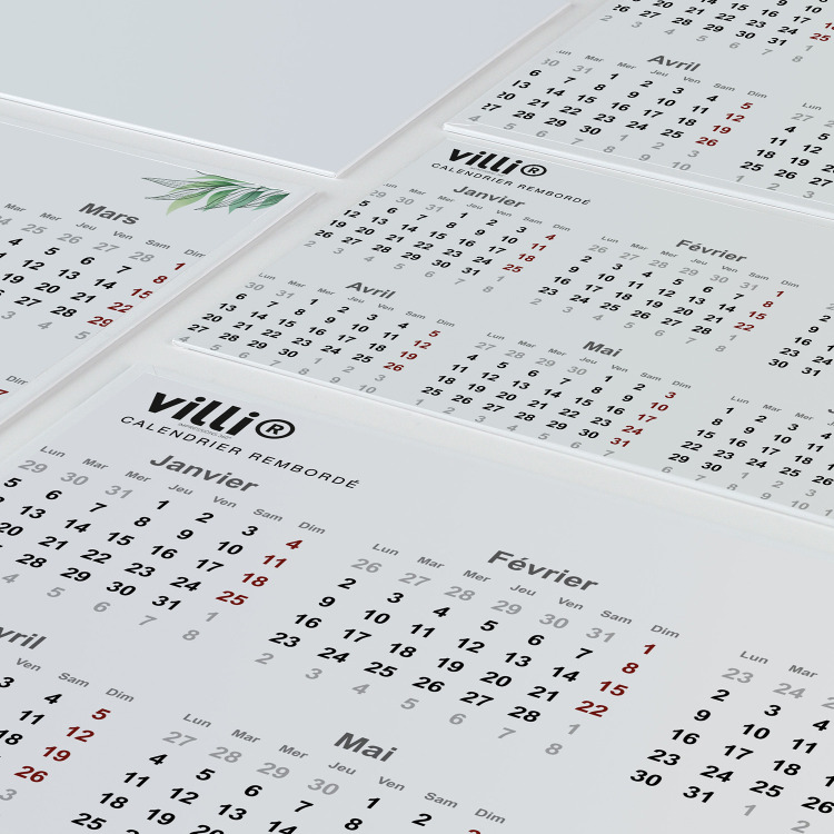 Calendrier rembordé