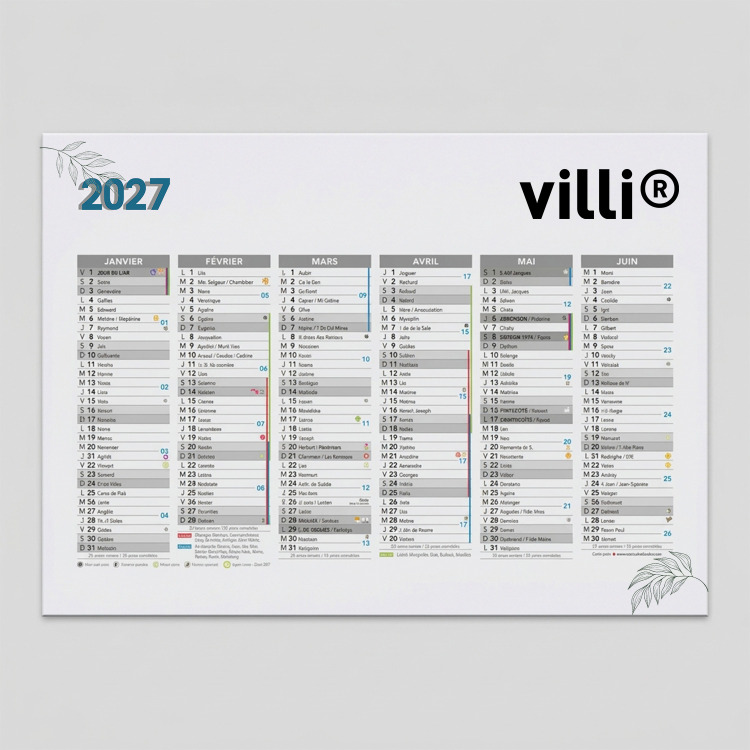 Calendrier rembord&eacute;