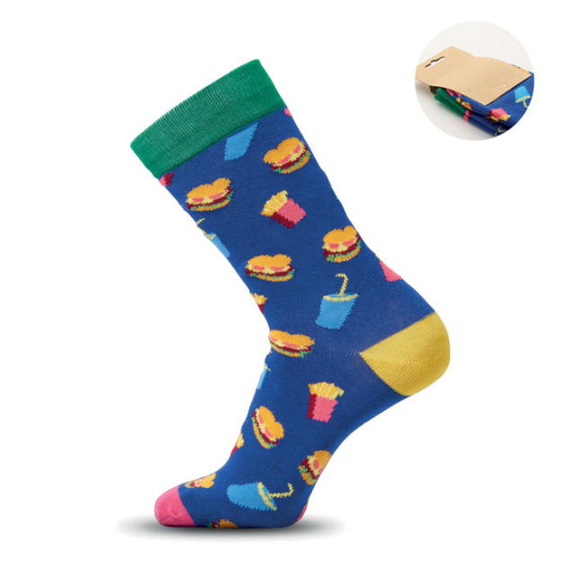 Chaussettes motifs amusants L Bleu Royal