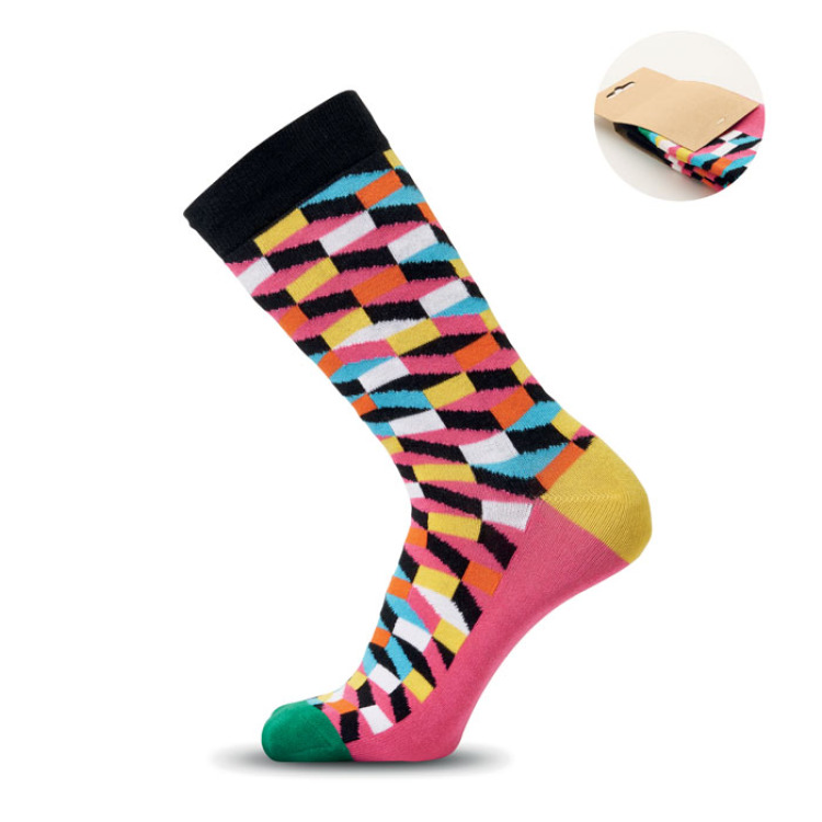 Chaussettes motifs amusants L Fuchsia