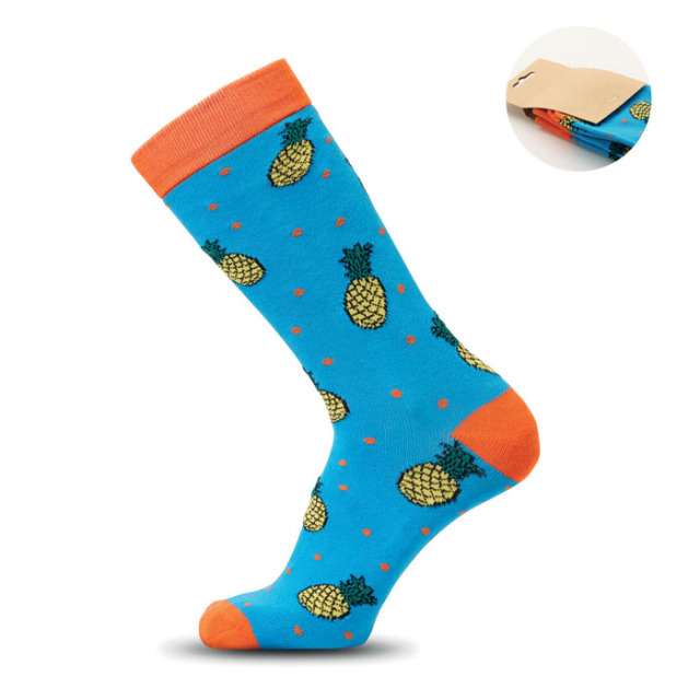 Chaussettes motifs amusants L Turquoise