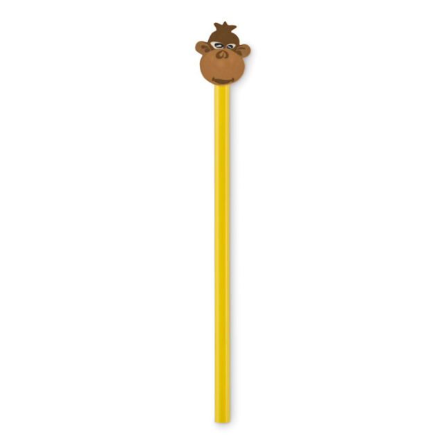 Crayon en bois en forme danimal Jaune