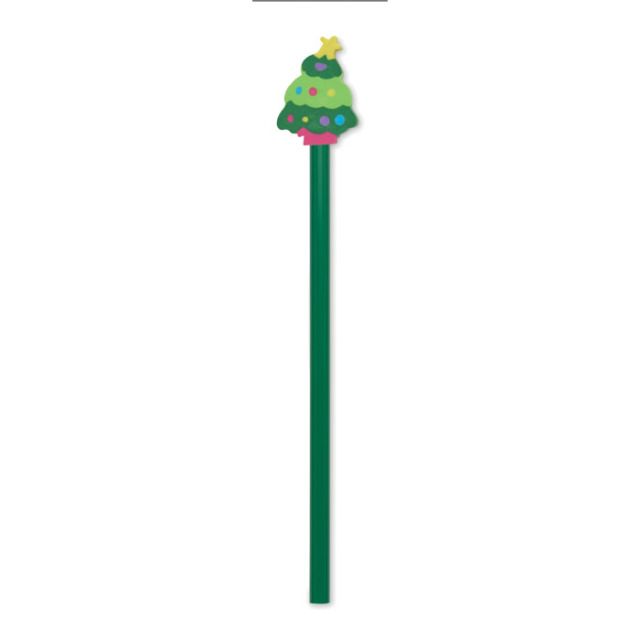 Crayon Noël avec gomme Vert