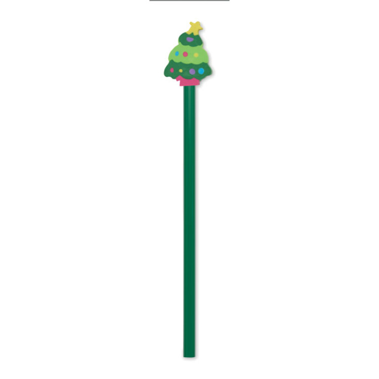 Crayon No&euml;l avec gomme Vert