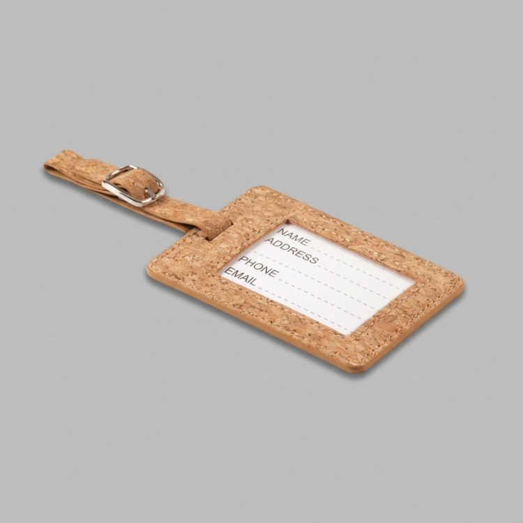Etiquette &agrave; bagage en li&egrave;ge Beige