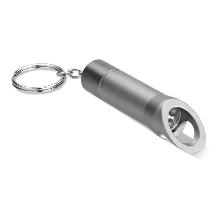 Lampe torche porte-cl&eacute;s en m&eacute;t Gris Pierre