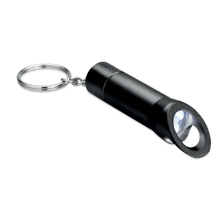 Lampe torche porte-cl&eacute;s en m&eacute;t Noir