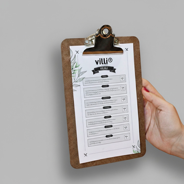 Menu feuille &agrave; feuille 148 x 297 mm