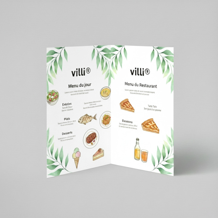 Menu indéchirable  Dépliant A5 148 x 210 mm