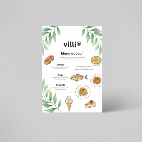 Menu indéchirable  Feuille