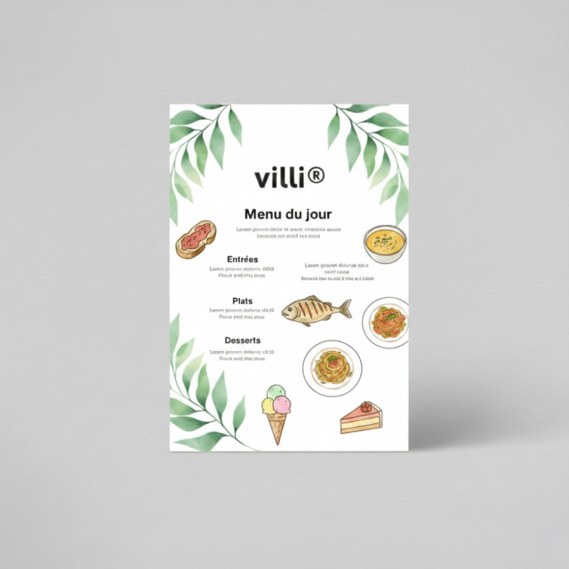 Menu indéchirable  Feuille